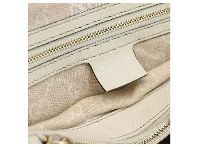 GUCCI Bamboo Hand Bag Leather White Gold 282317 - vista 14