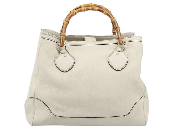 GUCCI Bamboo Hand Bag Leather White Gold 282317 - vista 2