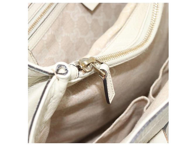 GUCCI Bamboo Hand Bag Leather White Gold 282317 - vista 20
