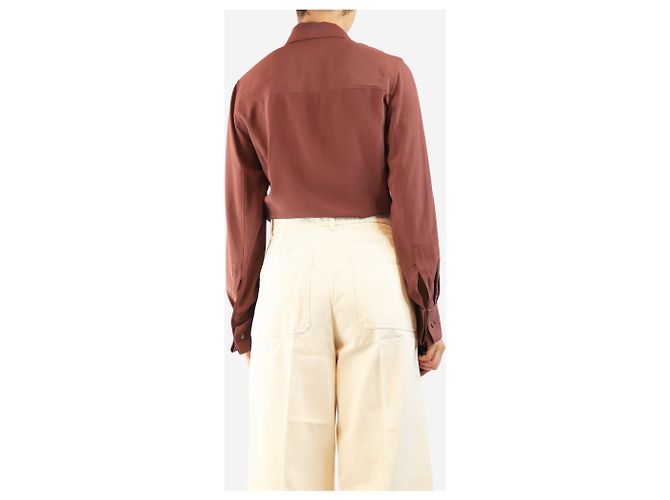Saint Laurent Seidenbluse in Rostrot - size UK 8 Bordeaux - Ansicht 2