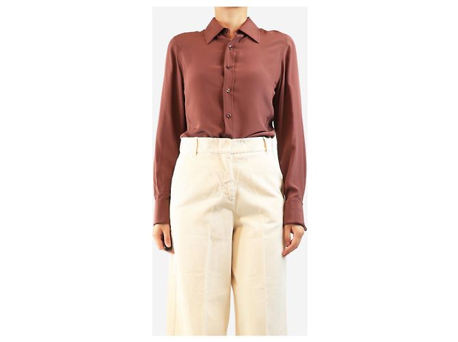 Saint Laurent Seidenbluse in Rostrot - size UK 8 Bordeaux - Ansicht 3