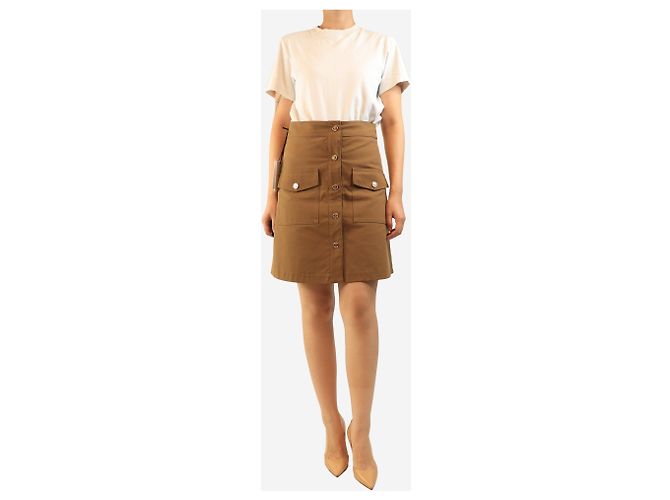 Céline Saia midi de algodão bege com botões frontais - size UK 10 Marrom - vista 2