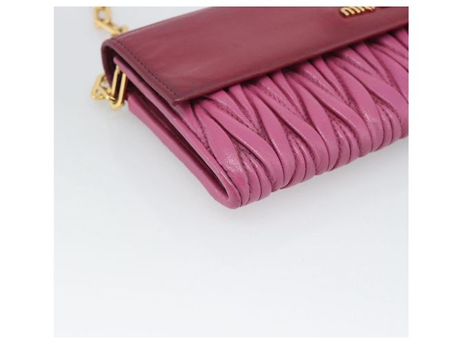 Miu Miu Chain Shoulder Wallet Leather Pink Gold Tone - vista 11