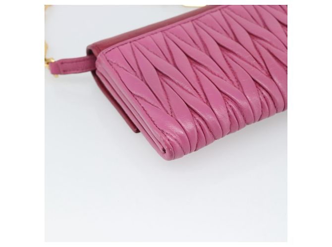 Miu Miu Chain Shoulder Wallet Leather Pink Gold Tone - vista 13