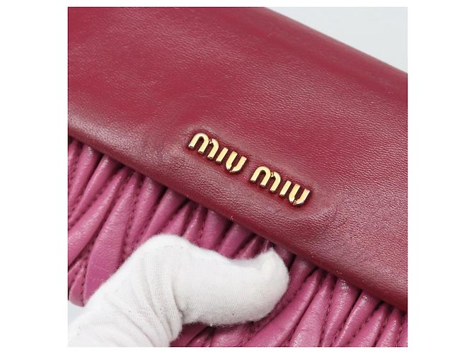 Miu Miu Chain Shoulder Wallet Leather Pink Gold Tone - vista 14