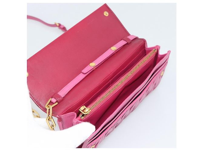 Miu Miu Chain Shoulder Wallet Leather Pink Gold Tone - vista 15