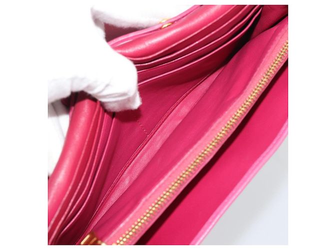 Miu Miu Chain Shoulder Wallet Leather Pink Gold Tone - vista 17