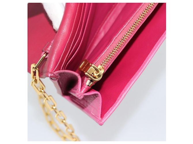 Miu Miu Chain Shoulder Wallet Leather Pink Gold Tone - vista 18
