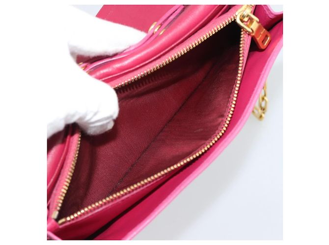 Miu Miu Chain Shoulder Wallet Leather Pink Gold Tone - vista 19