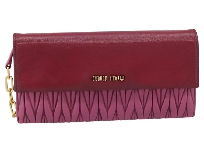 Miu Miu Chain Shoulder Wallet Leather Pink Gold Tone - vista 2
