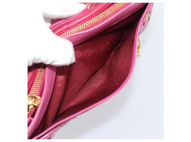 Miu Miu Chain Shoulder Wallet Leather Pink Gold Tone - vista 21