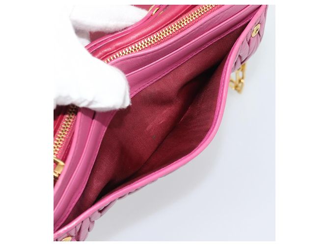 Miu Miu Chain Shoulder Wallet Leather Pink Gold Tone - vista 22