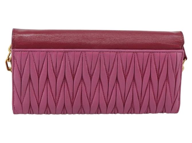 Miu Miu Chain Shoulder Wallet Leather Pink Gold Tone - vista 3