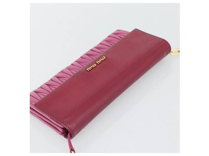 Miu Miu Chain Shoulder Wallet Leather Pink Gold Tone - vista 6