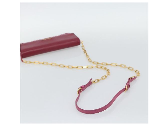 Miu Miu Chain Shoulder Wallet Leather Pink Gold Tone - vista 7