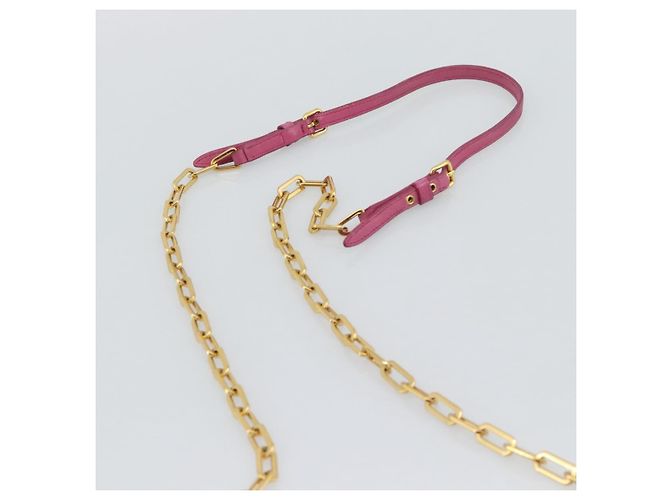 Miu Miu Chain Shoulder Wallet Leather Pink Gold Tone - vista 8
