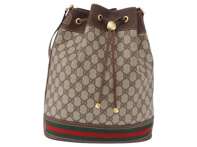 GUCCI GG Supreme Web Sherry Line Bag PVC Beige Gold 164 02 085 - vista 2