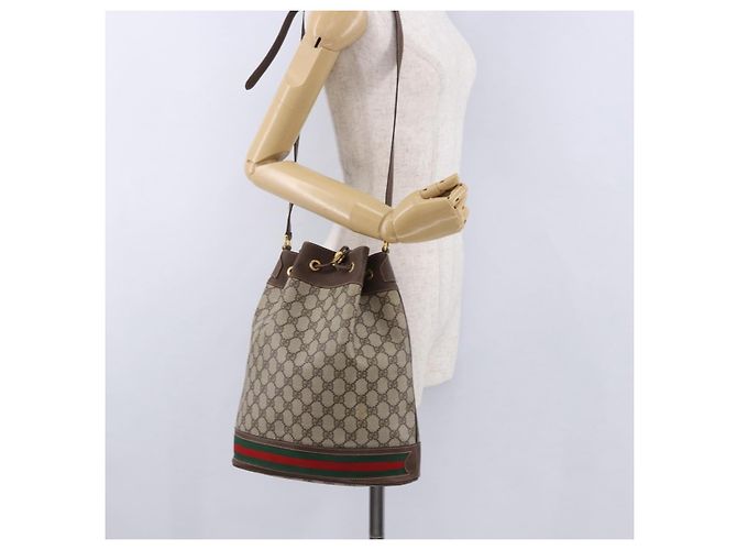 GUCCI GG Supreme Web Sherry Line Bag PVC Beige Gold 164 02 085 - vista 21