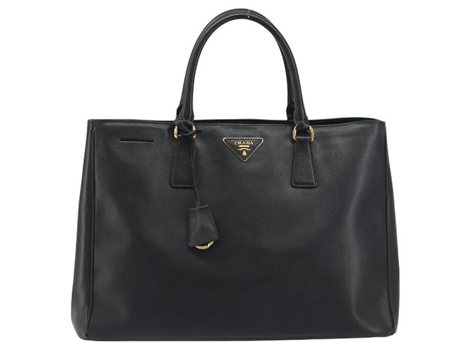 PRADA Galleria Hand Bag Saffiano leather Black Gold - vista 2