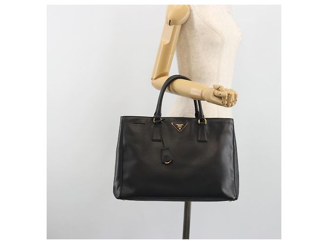 PRADA Galleria Hand Bag Saffiano leather Black Gold - vista 24
