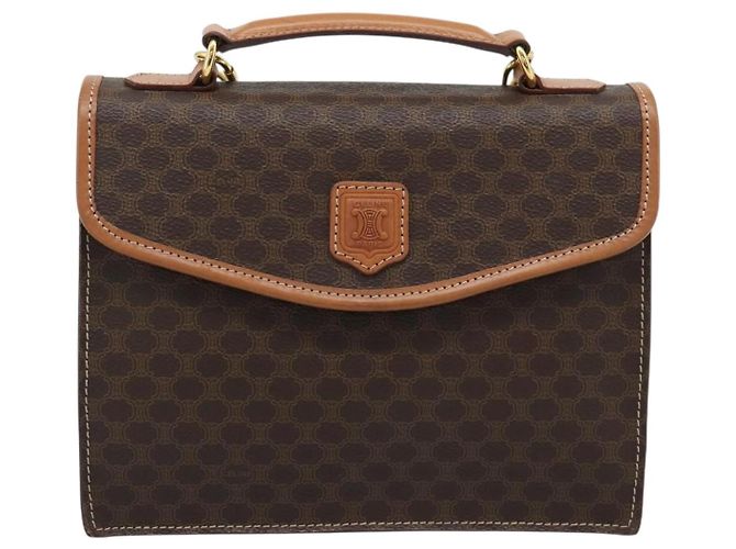 Céline CELINE Macadam Canvas Hand Bag PVC Leather 2way Brown Gold - vista 2