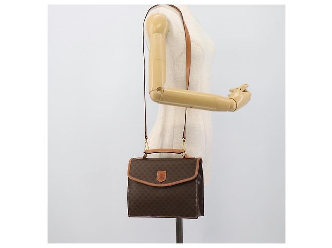 Céline CELINE Macadam Canvas Hand Bag PVC Leather 2way Brown Gold - vista 25