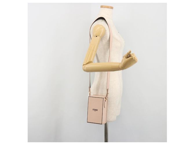FENDI Shoulder Pouch Leather Pink Gold Tone 8BT339 - vista 21
