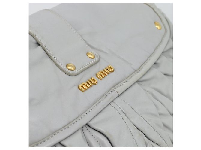 Miu Miu Matelasse Hand Bag Leather 2way Light Blue Gold - vista 16