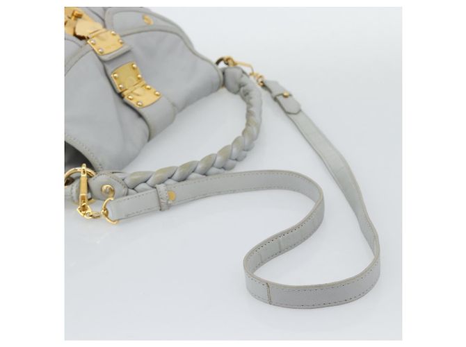 Miu Miu Matelasse Hand Bag Leather 2way Light Blue Gold - vista 9