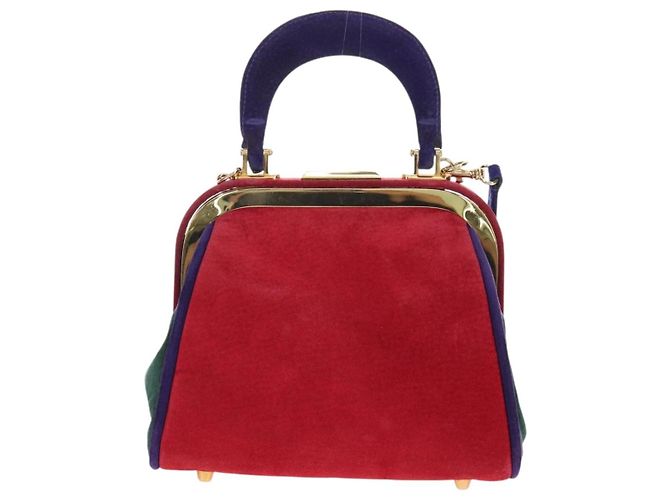 Christian Dior Hand Bag Suede 2way Red Gold - vista 3