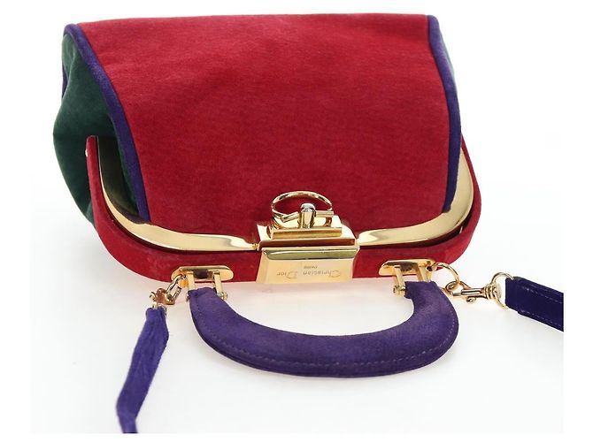 Christian Dior Hand Bag Suede 2way Red Gold - vista 6
