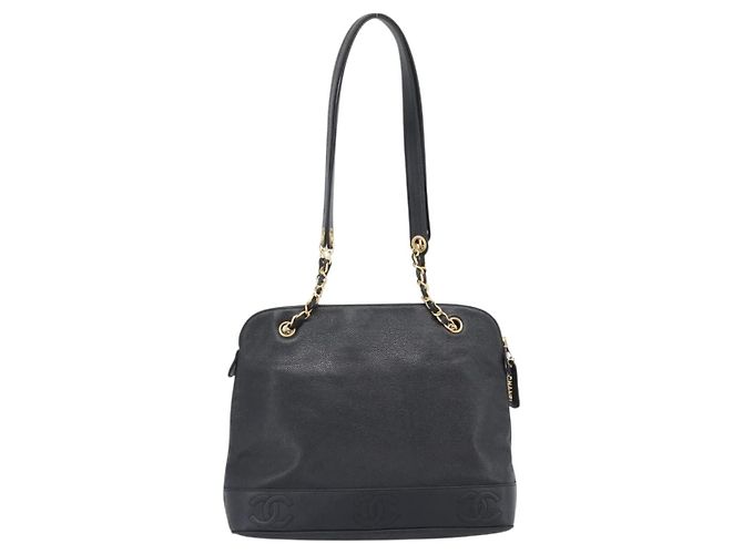 CHANEL Triple Coco Chain Tote Bag Caviar Leder Schwarz Gold CC - Ansicht 2