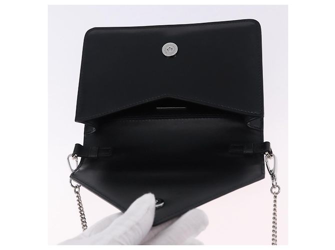PRADA Chain Shoulder Bag Patent leather Black Silver - vista 18