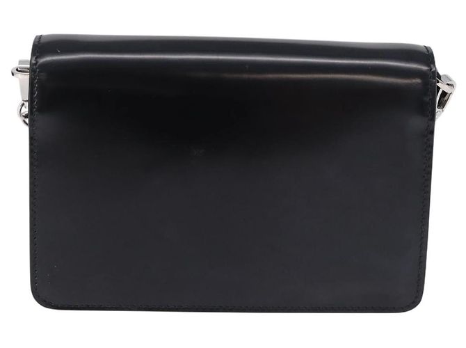 PRADA Chain Shoulder Bag Patent leather Black Silver - vista 2