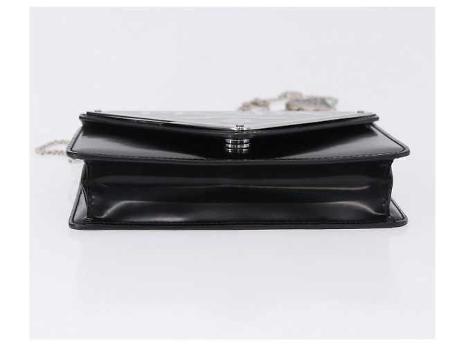PRADA Chain Shoulder Bag Patent leather Black Silver - vista 5
