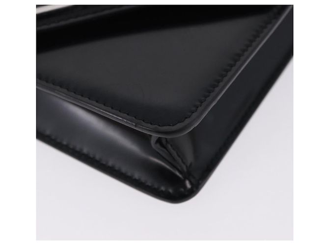 PRADA Chain Shoulder Bag Patent leather Black Silver - vista 9