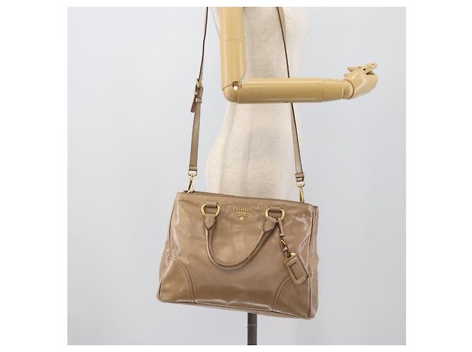 PRADA Hand Bag Leather 2way Beige Gold - vista 32