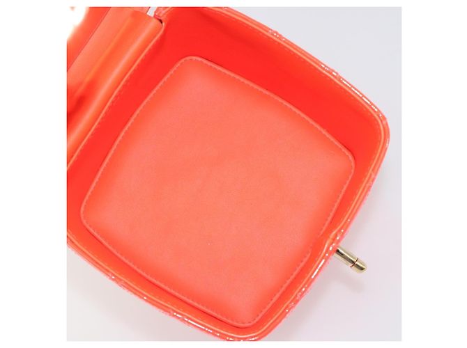 CHANEL Matelasse Vanity Hand Bag Patent leather Orange Gold CC - vista 10