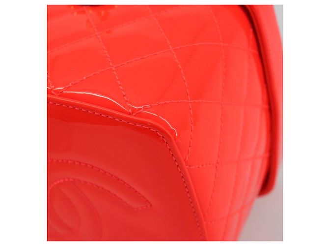 CHANEL Matelasse Vanity Hand Bag Patent leather Orange Gold CC - vista 15
