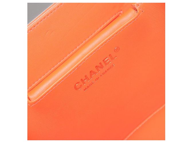CHANEL Matelasse Vanity Hand Bag Patent leather Orange Gold CC - vista 21
