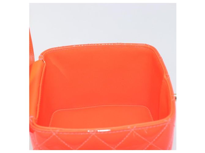 CHANEL Matelasse Vanity Hand Bag Patent leather Orange Gold CC - vista 22