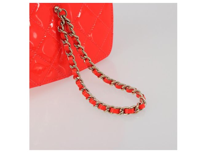 CHANEL Matelasse Vanity Hand Bag Patent leather Orange Gold CC - vista 7