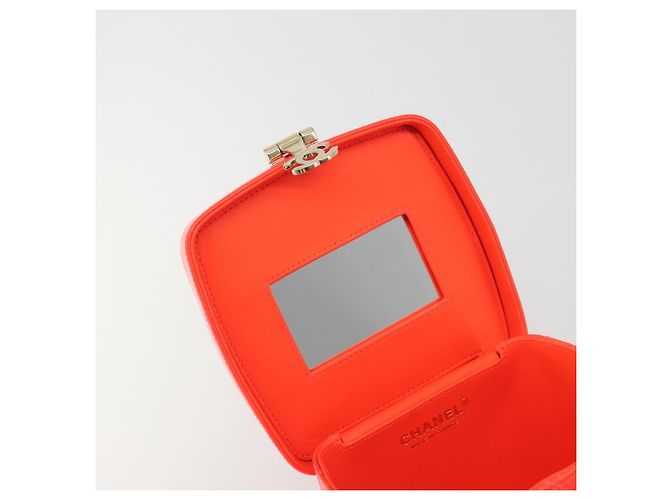 CHANEL Matelasse Vanity Hand Bag Patent leather Orange Gold CC - vista 9