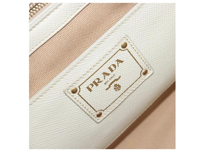 PRADA Hand Bag Canvas Beige Gold - vista 17