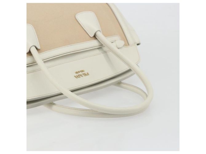 PRADA Hand Bag Canvas Beige Gold - vista 7