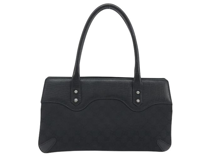 GUCCI Horsebit GG Canvas Hand Bag Black Silver 114913 - vista 3