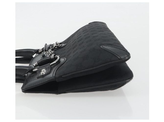 GUCCI Horsebit GG Canvas Hand Bag Black Silver 114913 - vista 5