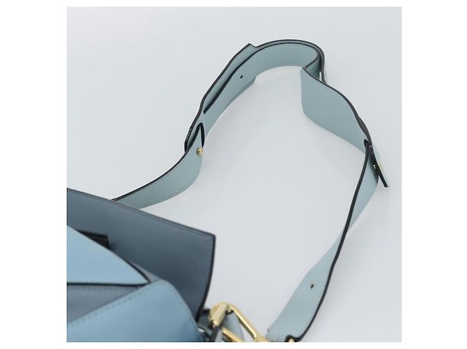 LOEWE Puzzle Small Hand Bag Leather 2way Light Blue Gold Tone - vista 15