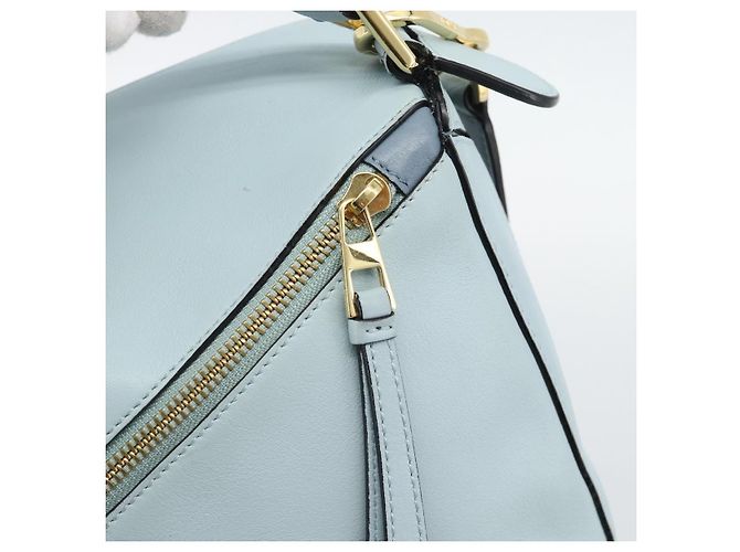 LOEWE Puzzle Small Hand Bag Leather 2way Light Blue Gold Tone - vista 20