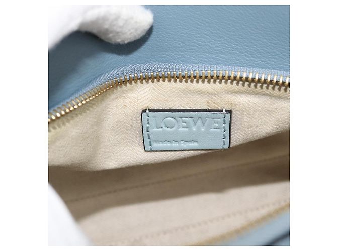 LOEWE Puzzle Small Hand Bag Leather 2way Light Blue Gold Tone - vista 23